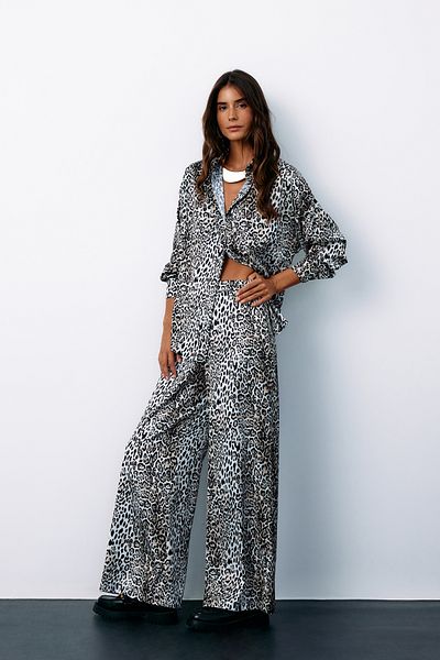Sateen قميص ليوبارد كاجوال - ECRU