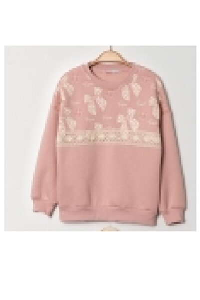 Peri Masalı Момичешка суитшърт с дантелена лента и принт