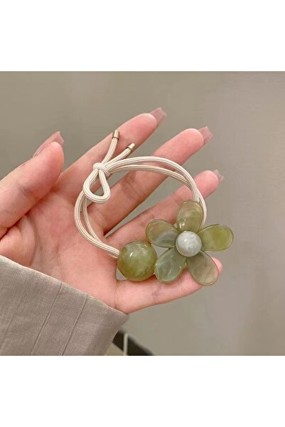 AYMETA Coadă de cal acrilic pentru femei, cu cataramă elastică cu flori