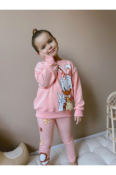 Lolliboomkids Νέα σεζόν χαριτωμένη πάπια με τύπωμα τριών κλωστών χωρίς ανύψωση 3D κορδέλα Λεπτομερές κάτω επάνω σετ