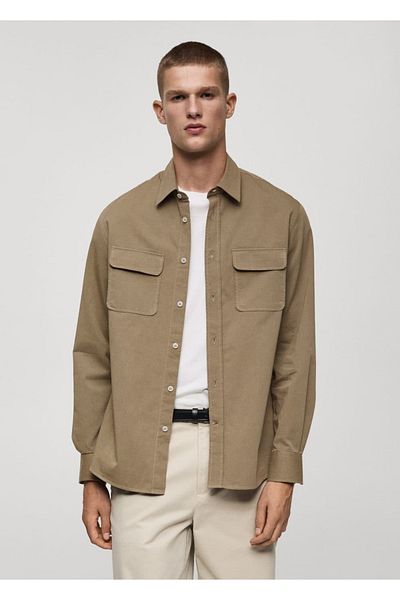 MANGO Man Cotton Shirt Jacket with Pockets