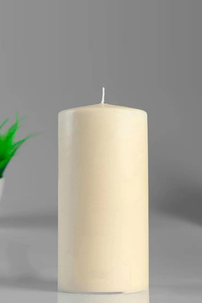 Genel Markalar Silindir Mum Kütük Mum Krem Sandal Ağacı 10 cm Genişlik 20Cm Y...