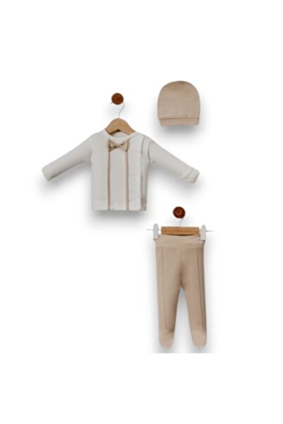 bebeminyon 0-3 Months Baby Boy Bow Tie Bodysuit Set - Set of 3 28902