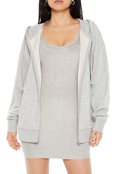 Forever 21 Oversize Fermuarlı Kapüşonlu Sweatshirt