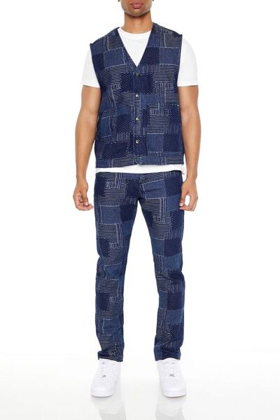 Forever 21 Yamalı Denim Yelek