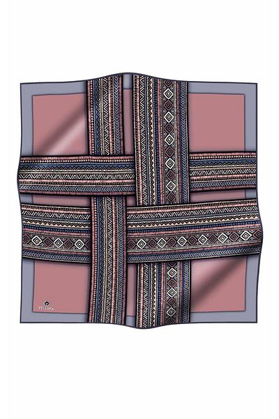 Vissona Tivil Silk Scarf - 17025-0019-0028 Pink Mixed Pattern