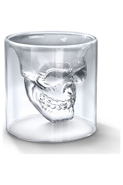 Çılgıntrend Kuru Kafa Çift Cidarli Şeffaf Cam Bardak 150 Ml - 2 Li Kurukafa C...