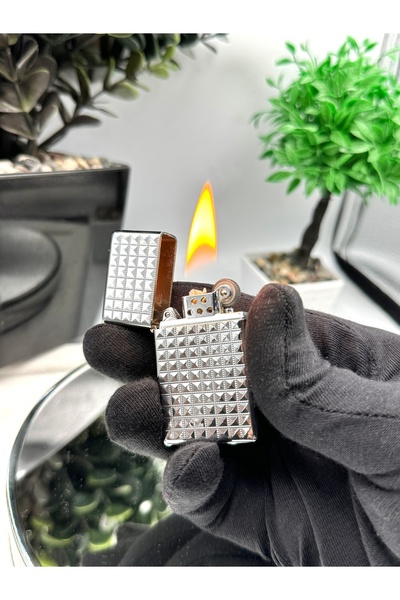 NikaŞ Şık Minimal Model Zippo Tarzı Kaliteli Benzinli Çakmak
