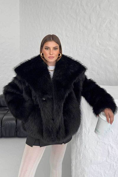 Big Love Premium Faux Fur Coat with Shawl Collar Lining