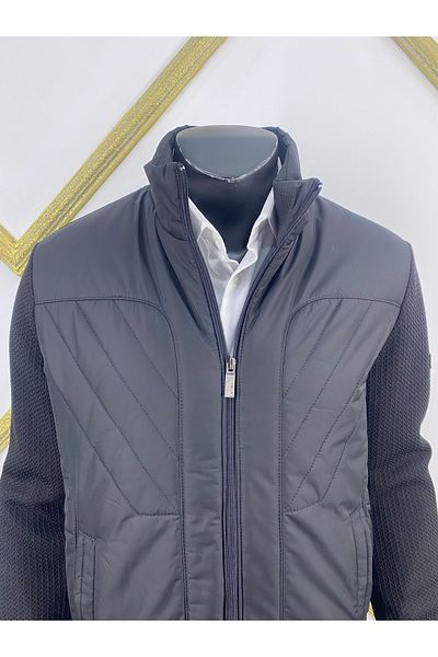 Sadık Collection Мъжко зимно плетено спортно яке с ръкави и яка стойка, еластична талия, водоустойчиво и студоустойчиво 2129