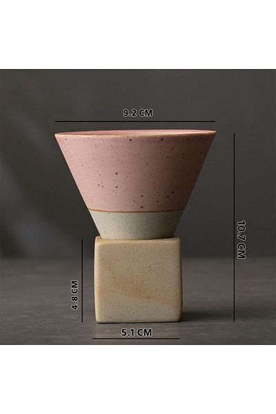 MIBRU Coffee ceramic cup with holder pink 150 ml