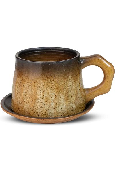 MIBRU Coffee ceramic cup with plate 230ml