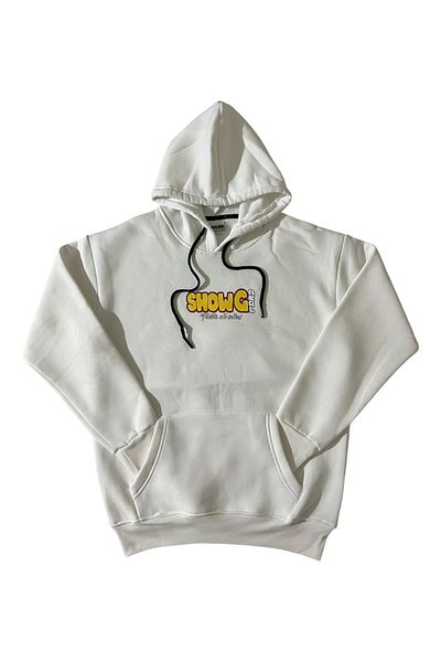 Pi Giyim Unisex Regular Fit Cotton Soft Textured Fleece Patterned Hooded Sweatshirt