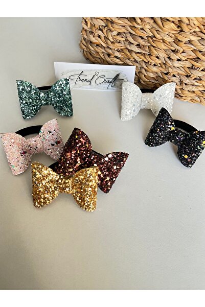 Trend Toka Glitter Pırıltılı 6’Lı Fiyonk Lastikli Toka Seti