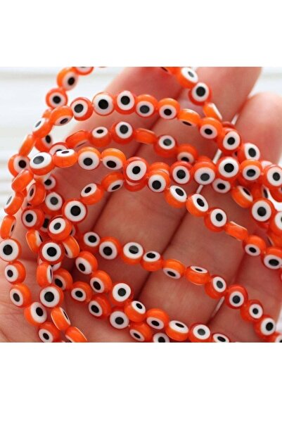 ella'nın çarşısı 8 χιλιοστά πορτοκαλί χρώματος επίπεδες γυάλινες χάντρες Evil...