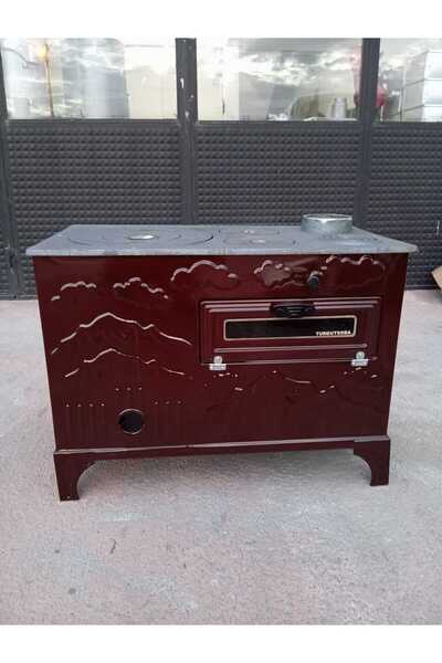 ÖZSAL Tek Fırınlı Kovalı Kuzine Soba Odun-kömür Sobası Uyuyan Soba- emaye fırınlı kuzine soba