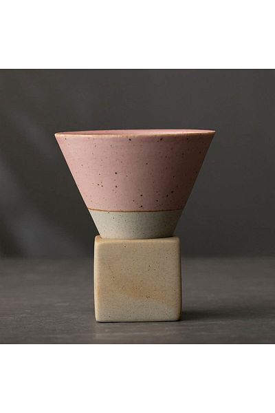 MIBRU Coffee ceramic cup with holder pink 150 ml