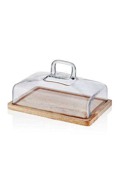 GUNES ZUCCACIYE Madera Rectangular Cake Storage Jar 16X28X18 cm