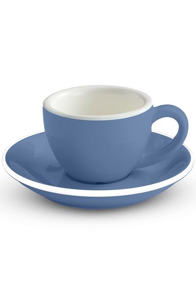 MIBRU Coffee Espresso ceramic cup with plate 75ml matt blue