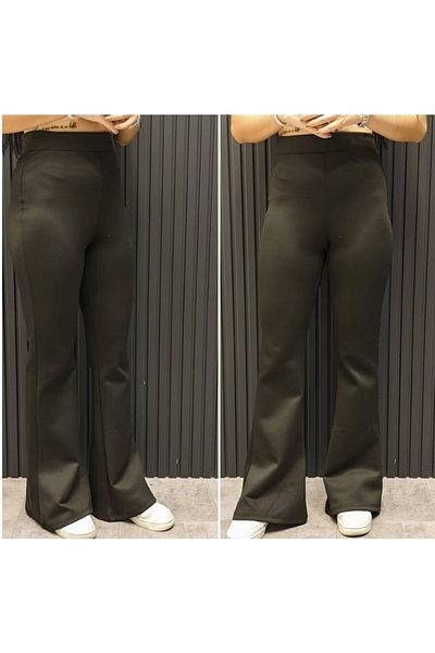 aryam butik Women's Black Flexible Lycra High Waist Non-Showing Crepe Gathering Flared Leg Leggings Pants