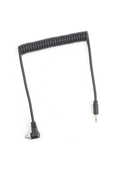 Choice سلك مزامنة فلاش أسود 2.5 مم إلى ذكر مع قفل لولبي، سلك ملفوف ممتد.