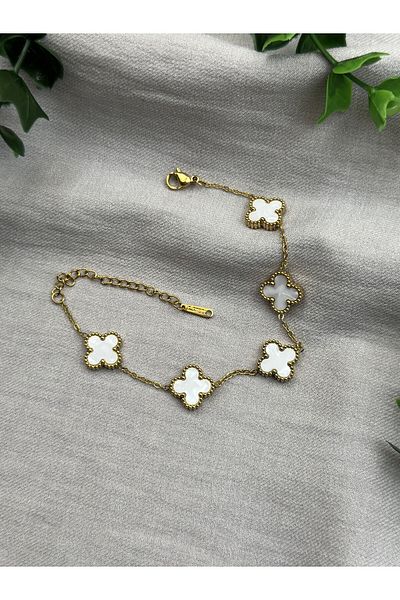 shop 316L Steel Clover Bracelet Women's Bracelet White Gold Double Sided Bracelet