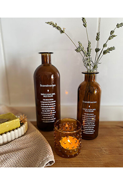 did homeware Dekoratif Amber Cam Şişe Vazo Medium