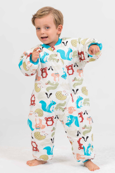 Mika Bebek & Çocuk Sincap, Kirpi Desenli Elyaf Dolgulu Uzun Fermuar Rahat Kullanım Mavi 2,5 Tog Erkek Çocuk Uyku Tulumu