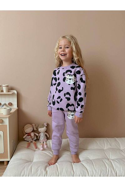 hira kids collection Leopard Printed Girls' Tracksuit Set
