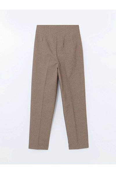 LC Waikiki Lcw Vision Brown Plaid Slim Fit Women's Trousers