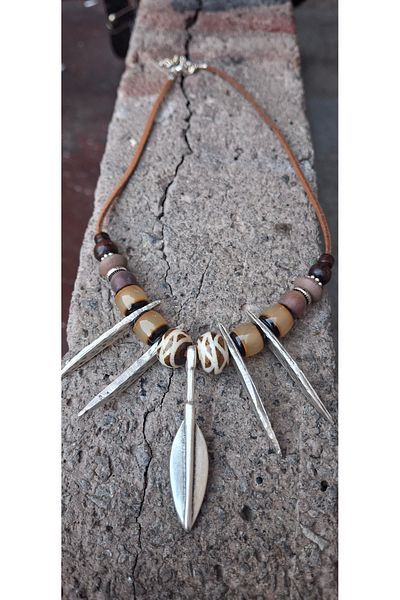 azra takı tasarım Handmade Authentic Bohemian,Silver Cast,Coffee and Colorful Short Women's Necklace