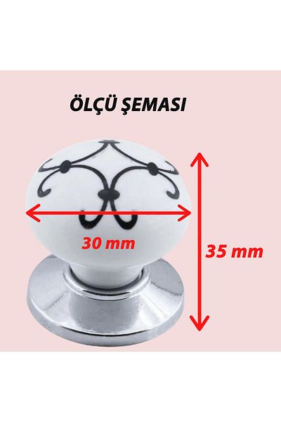 GLASWEN 8 Pcs Laurel Black Striped White Polymer Button Handle with Chrome Top Furniture Kitchen Cabinet Drawer Handle