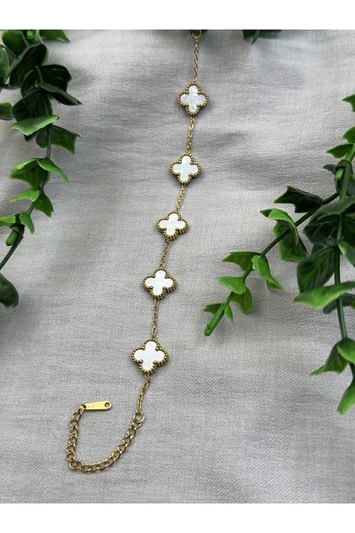 shop 316L Steel Clover Bracelet Women's Bracelet White Gold Double Sided Bracelet