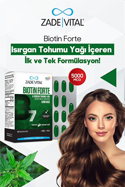 Zade Vital Biotin Forte 5000 Mcg (ısırgan Tohumu Yağı Içeren Takviye Edici Gıda) 30 Kapsül