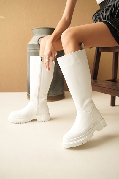 DURUNUN BUTİĞİ Dulanca Білі шкіряні черевики на щодень для жінок