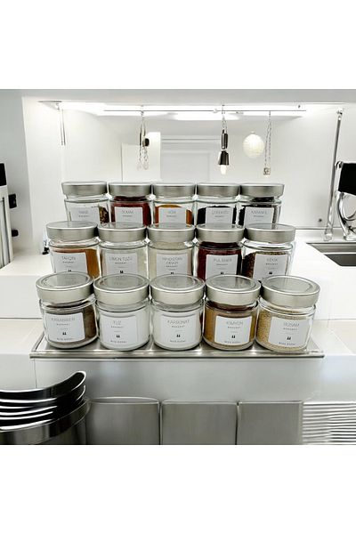 zezedesing 255Cc Spice Rack Set - 15 Pieces Silver Lid