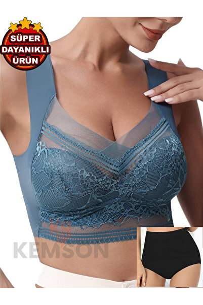 KEMSON Φθινόπωρο/Χειμώνας V λαιμόκοψη για γυναίκες με λεπτομέρεια από δαντέλα Δεν χρειάζεται σουτιέν Crop