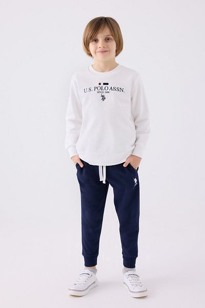 U.S. Polo Assn. Boys' Tracksuit Set - Cream Navy Blue