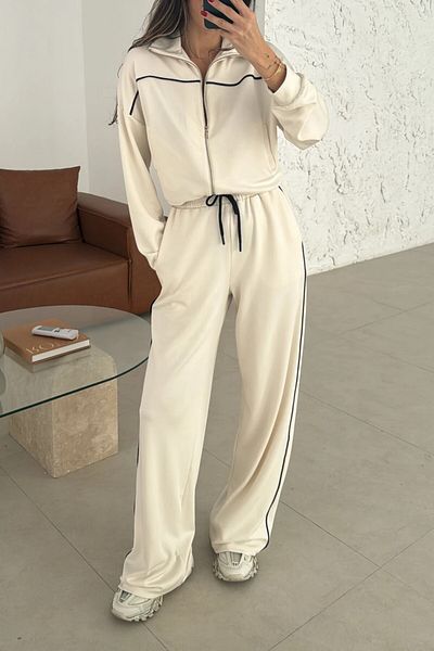 Suzi Women's Sleeve Detailed Bottom Top Track Suit 51075