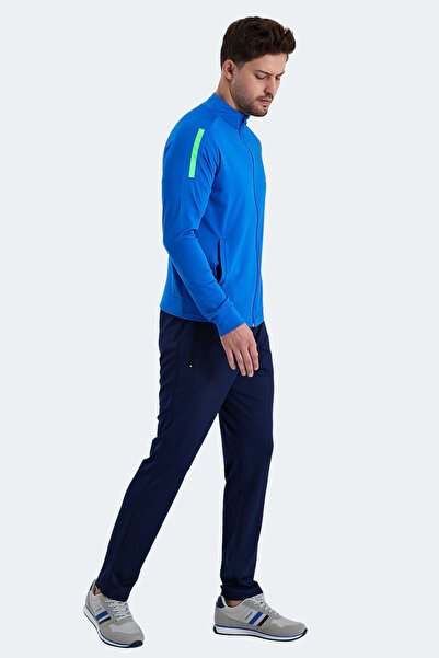 Slazenger RARELY Erkek Fermuarlı Dik Yaka Cepli Saks Mavi Eşofman Takımı
