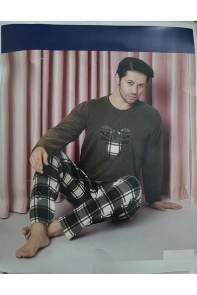 Sude Erkek Bisiklet Yaka Kışlık Polar Pijama Takımı A100/71 - 1 Adet