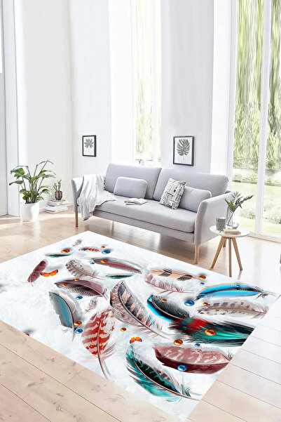 GNL HOME Yaprak Desenli dijital baskı yıkanabilir ev salon mutfak ofis halısı