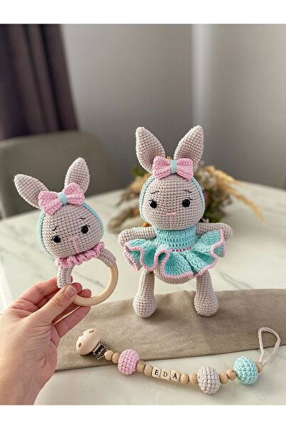 Zey's Amigurumi Amigurumi Örgü Oyuncak Tombul Tavşan Yenidoğan 3’LÜ SET - Çın...