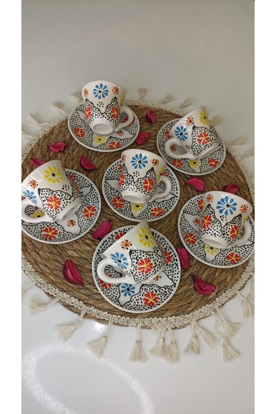 shop Yıldız El Yapımı Seramik Kahve Fincan Takımı 6 Kişilik - 12 Parça
