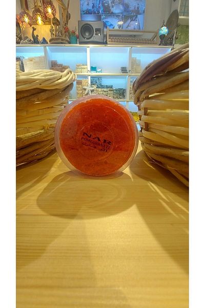 SABUNCU BABA Round Pomegranate Soap - 100% Natural, Peeling Effect, 120 Grams