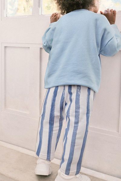 Lolliboomkids Băiat 3 fire cu dungi Emoji Smile Baby Blue Hanorac și set de sus cu dungi