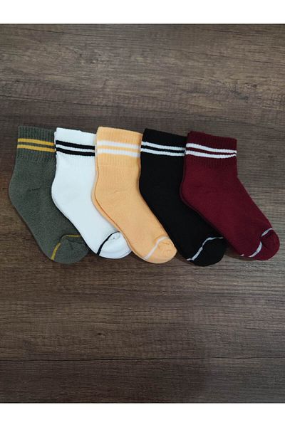 Leement socks Комплект детски зимни хавлиени чорапи от 5 части - среден маншет, чифт безшевни памучни