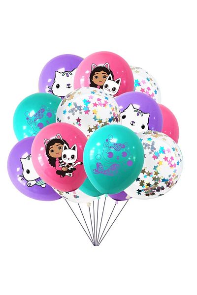Choice Set 15pcs 10/15pcs 12 Inch Gabby Dollhouse Cat Latex Sequin Balloon Set Baby Shower Party Balloon De
