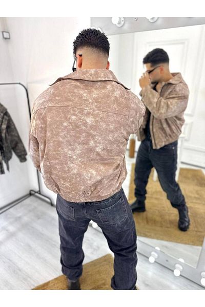 elkumoda Водоустойчиво и ветроустойчиво ватирано кожено яке - с цип, покритие с микро гел