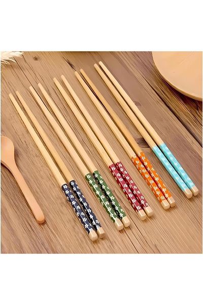 STOREMAX Sellbuystore Pieces Bamboo Pattern Washable Chinese Chopsticks - Sushi, Ramen and Noodle Chopsticks